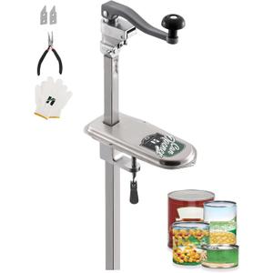 Huanyu Commercial Can Opener Heavy Duty Manual Tabletop Can Opener 28.5'' Height-Adjustable with 3 Stainless Steel Blades&Plated Steel Base for #10 Cans Up to 22 Tall for Restaurant, Bar,  Hotel,Home