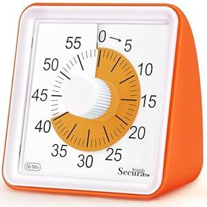 Secura 60 Minute Essential Visual Timer for Kids, Countdown Clock Timer for Special Education, Classroom, School, Desk, Home, Office, Silent Non-Ticking Time Management Tool (Orange & Orange)