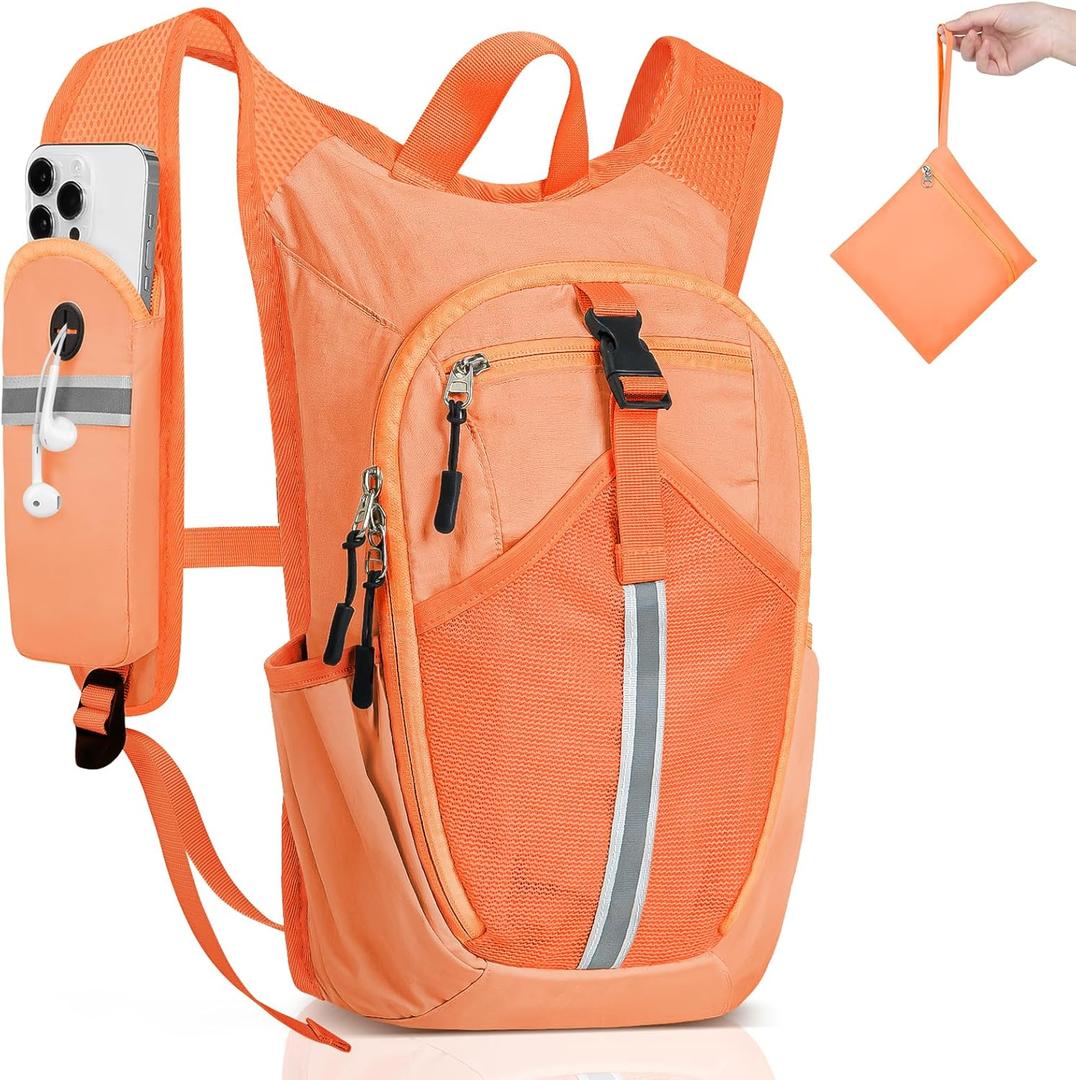 Small Hiking Backpack 15L- Lightweight Packable Foldable Backpack for Travel Camping Outdoor Commute, Compact Rucksack for Women Men (Orange)