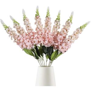 IPOPU 8PCS Snapdragon Artificial Flowers Pink Delphinium Artificial Silk Flowers Long Stem Hyacinths Fake Flowers for Wedding Home Outdoor Party Floral Arrangement Centerpiece Table Decorations (Pink)