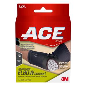 ACE Compression Elbow Support, Large/X-Large, Black, 1/Pack