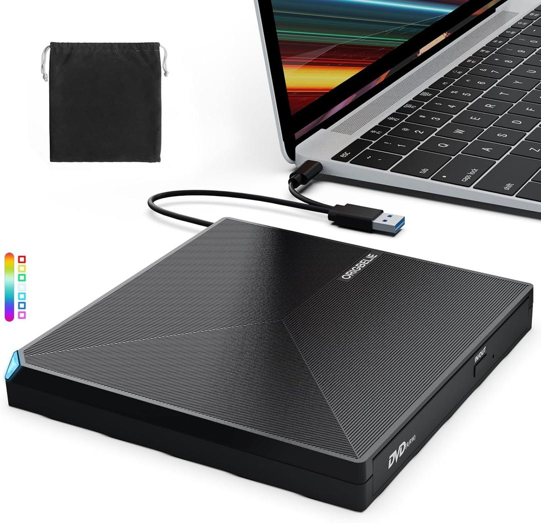 External CD DVD +/-RW Drive USB 3.0 Type C Portable CD/DVD Player Burner Reader Writer Optical CD ROM Disk Drive for Laptop Desktop PC iMac MacBook Pro/Air Windows 11/10/8/7/XP Linux Mac OS