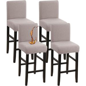 YISUN Waterproof Bar Stool Covers, Stretch Pub Stool Chair Cover Removable Washable Counter Stool Covers Bar Stool Slipcovers for Kitchen, Pub, Dining Room (4 Pack, T-Khaki)