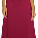 Happy Sailed Women's Spring Summer Short Sleeve Cowl Neck Ruched Waist Flowy A Line Midi Dresses Party Cocktail Dress, M, Wine Red