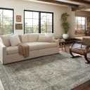 Loloi Magnolia Home by Joanna Gaines Sinclair Collection SIN-04 Natural/Sage 8'-6" x 11'-6", .25" Pile Height, Machine Washable, Area Rug