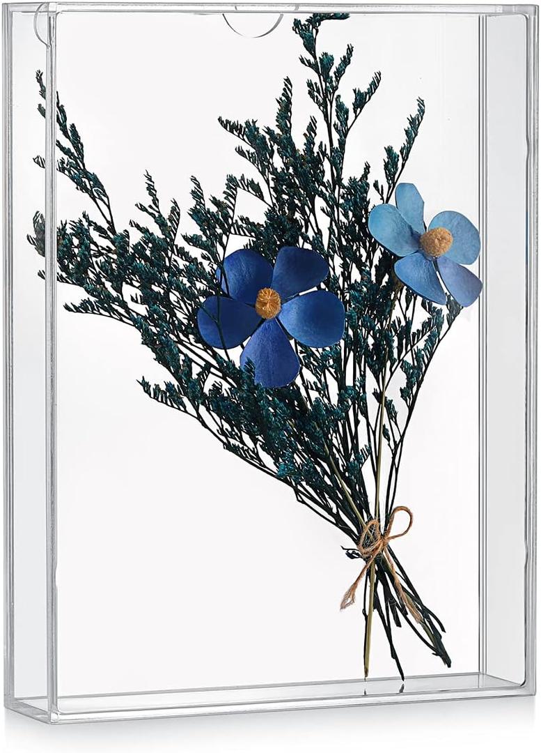 6x8 Shadow Box Frame, Acrylic Photo Picture Frame, DIY Tabletop Display Case, All Clear Memory Box for Dried Flowers/Kids Room/Birthday/Wedding/Party/Shop Decor (1.1 Interior Depth)