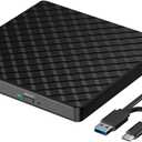 BENEWY External CD DVD Drive for Laptop, USB 3.0 USB C CD Burner DVD/CD ROM Drive Reader External DVD Drive DVD Player for Laptop Desktop PC Windows 11/10/8.1/7 MacBook Mac Linux OS Apple Black