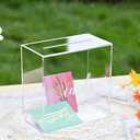 UNIQOOO Clear Acrylic Card Box w/Slot, Thick DIY Wedding Box Blank White Print, Large 10x10x5.5 in, for Reception Decoration Fundraiser Money Box Election Ballot Graduation Keepsake Party Favor