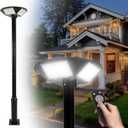 Solar Lamp Post Light, 100 Inch Heavy Duty Solar Pole Lights with Dusk to Dawn, Motion Sensor, Remote, Timer, Waterproof Solar Lights Outdoor for Patio, Yard, Garden, Pathway, Street