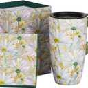 Ceramic Coffee Mug Travel Cup Gift with Lid 17oz, Porcelain Tall Tea Cup with Handle for Home & Office, Colorful Chrysanthemum Pattern Mug in Gift Box, 6.5''H