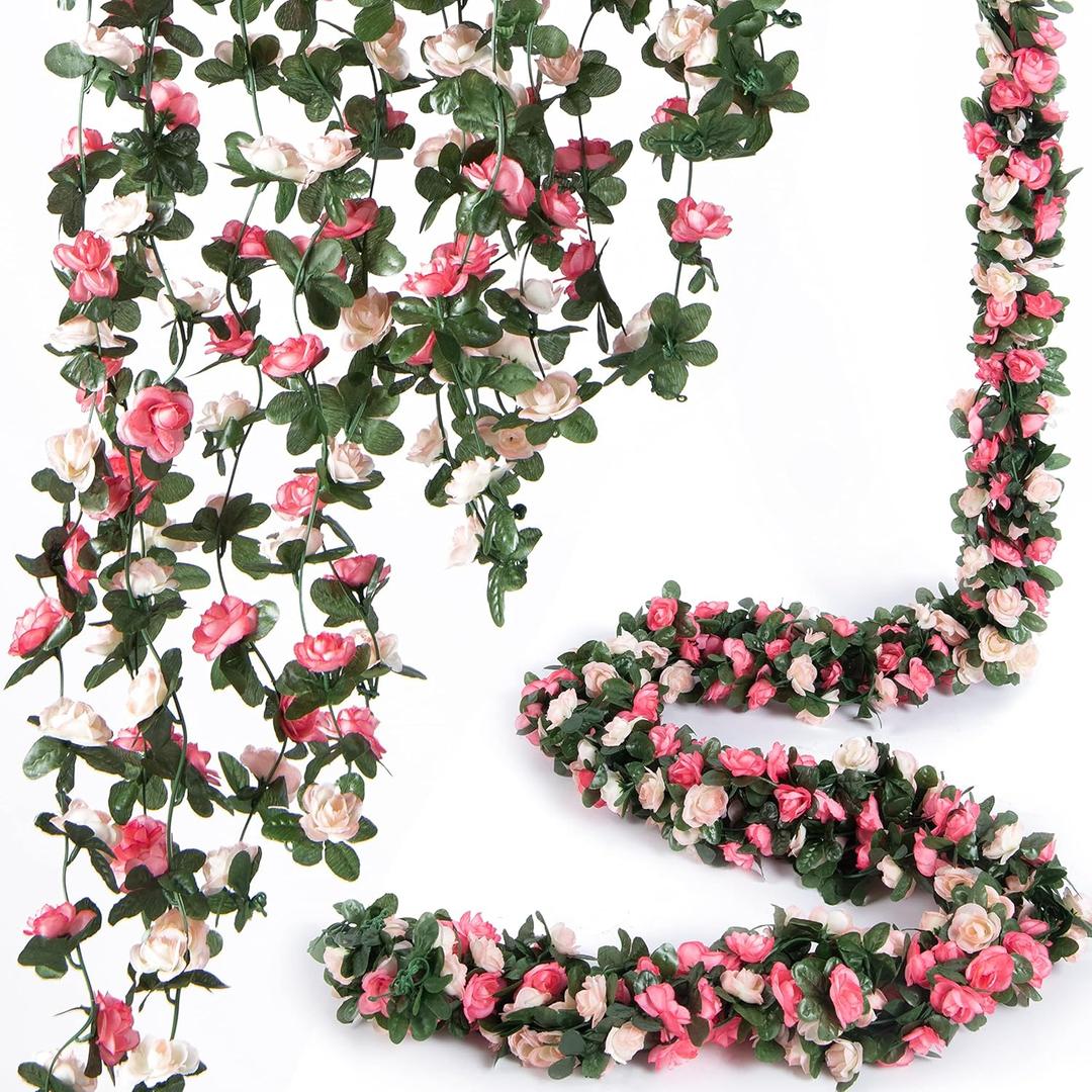 8Pcs x 8.2FT Artificial Flower Garland Floral Rose Vine Decor, Pink Flower
PONKING Fake Rose Vine Flowers, Hanging Faux Roses String for Wedding Birthday Party Room Mantle Arch Wall Decoration