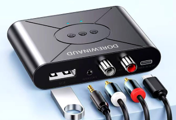 Bluetooth 5.3 Audio Receiver, Wireless Audio Receiver RCA Adapter for Stereo, USB Flash Drive/NFC One Key Connect/Car Speakers/Wireless Headphones Receiving Mode for Bluetooth Devices