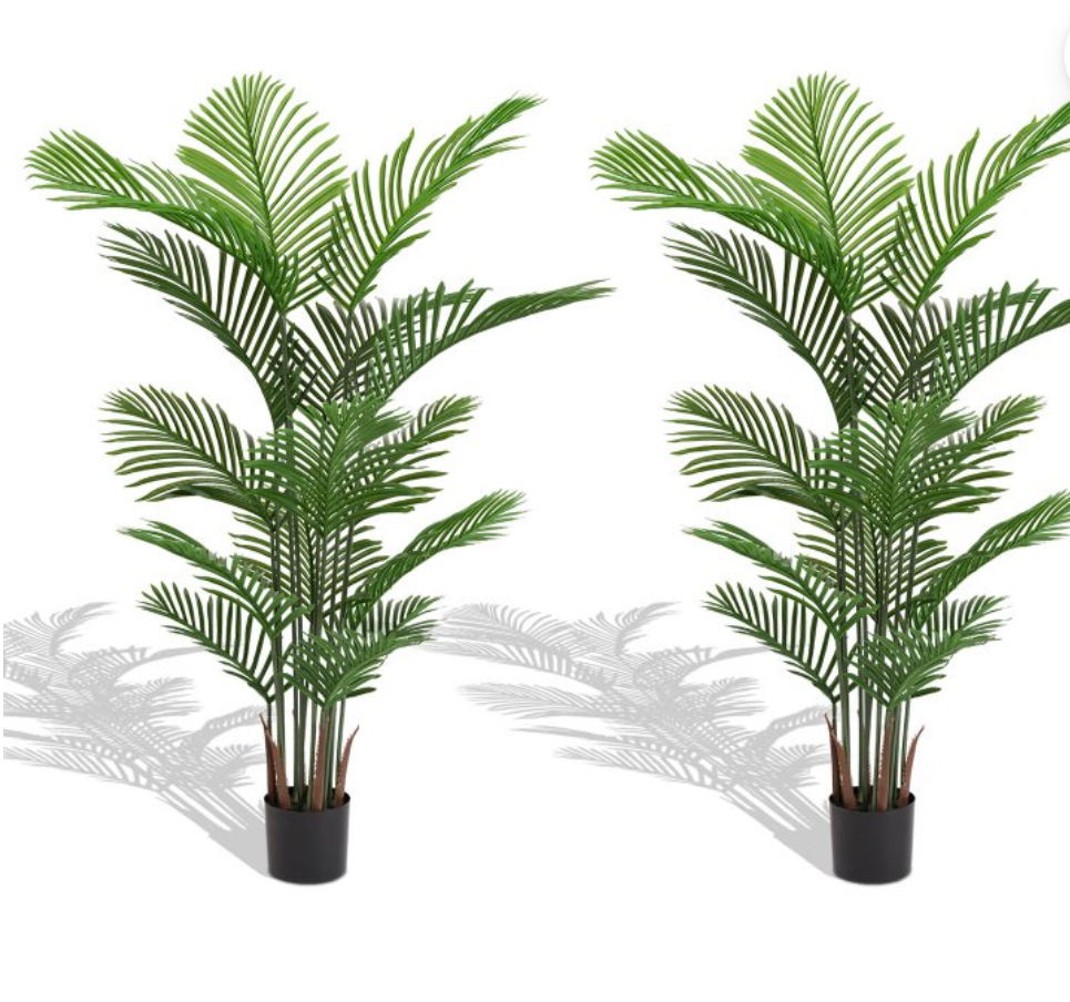Artificial Areca Palm Tree 6FT - Fake Plants Indoor Faux Tropical Palm Potted Dypsis Lutescens for Home Office Decor Housewarming