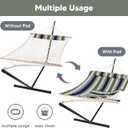 SUNCREAT Hammocks Double Outdoor Hammock with Stand, Cotton Rope Two Person Hammock with Polyester Pad & Large Pillow, Carrying Bag, Blue& Gray