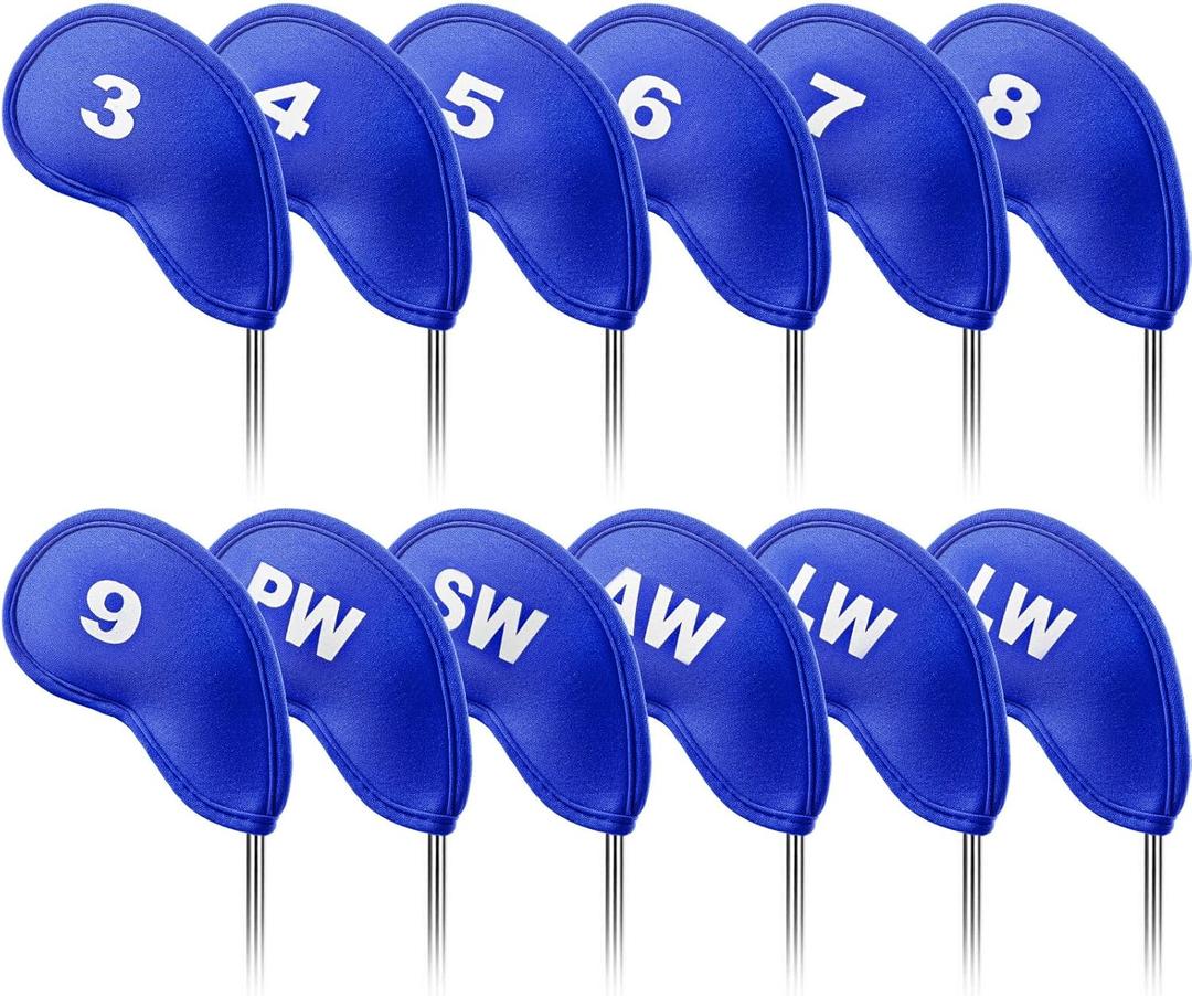 Golf Club Covers Set Neoprene Protector for Irons Value 12 Pack, Headcover Number Universal Head Cover Fit Main Irons Clubs Accessories for Women Men