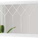 Rectangular Window Mirrors for Wall Decor 20 X 40 Inch, Distressed White Farmhouse Wooden Window Pane Mirror for Living Room, Rustic Horizontal Long Mirrors for Hallway Entryway