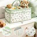 Tivellary Baby Diaper Caddy Organizer – Stylish Storage Basket for Newborn Essentials, Nursery & Diaper Station, Registry Must-Have, Sage Green Botanical