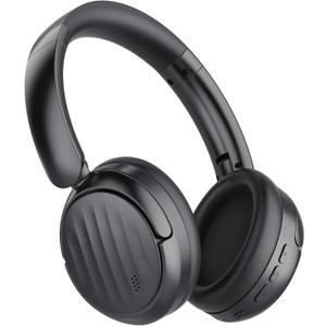 Bluetooth Headphones with Active Noise Cancelling (ANC), Wireless Over Ear Bluetooth Headsets with 35H Playtime, HiFi Stereo Foldable Headphones with Foam Ear Cups for Sports, Travel, Black
