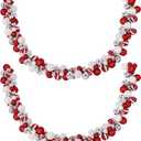 2 Pcs Christmas Balls Garland 6 ft Hanging Ornaments Xmas Balls Decorations with 2 Pcs 10 Feet LED Lights Indoor Outdoor Tree Mantel Wedding Decoration(Candy)