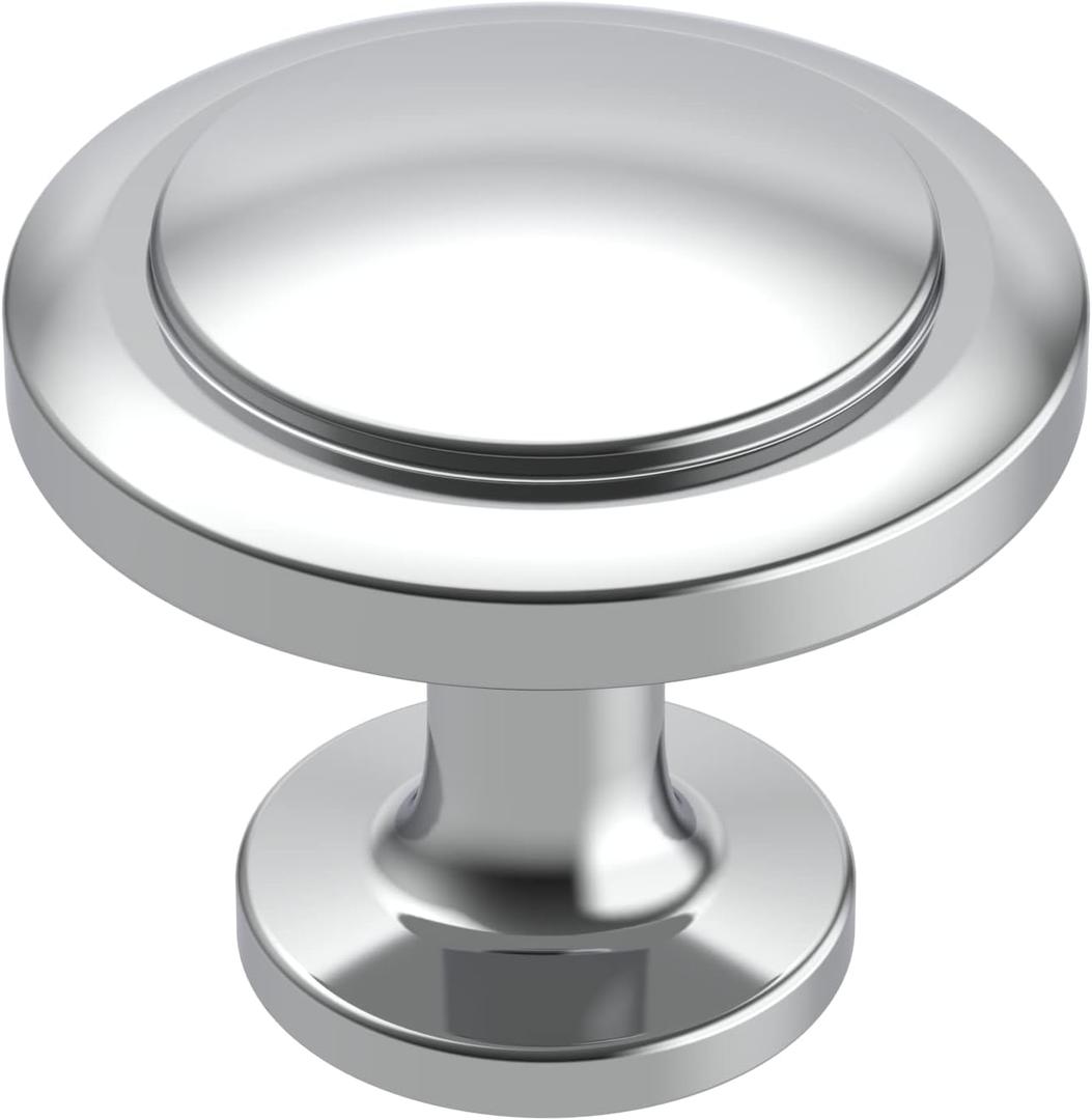 Alzassbg 10 Pack Polished Chrome Cabinet Knobs, 1-1/4 Inch Diameter Round Kitchen Knobs for Cabinets and Drawers AL6012CP