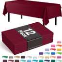 Party Solids Pack of 12 Premium Plastic Tablecloth 54 Inch x 108 Inch Rectangle Table Cover - Burgundy