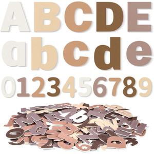 Breling 310 Pieces Felt Letter Bulletin Board Letters Sticker with Number 2" Bulk Self Adhesive ABC Upper Lowercase Sticky Letter for Xmas Gift Bulletin Board Classroom(Brown Color)