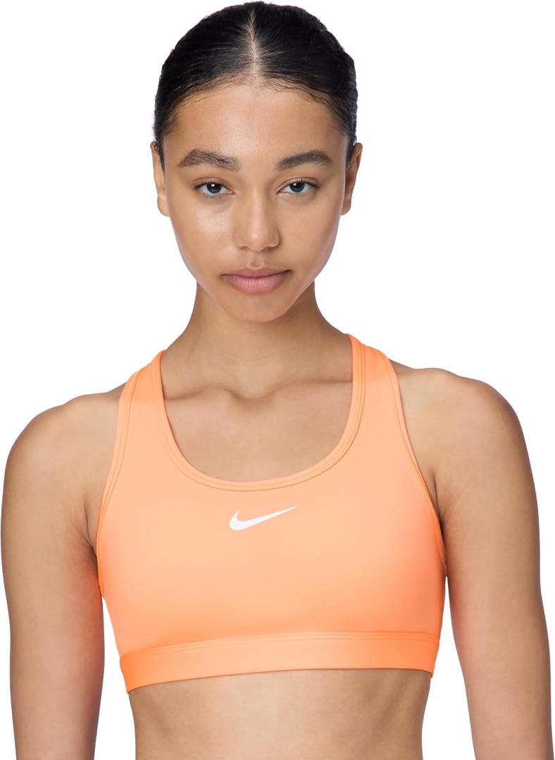 Nike Women's Swoosh Sports Bra (Medium Support) (Orange, L)