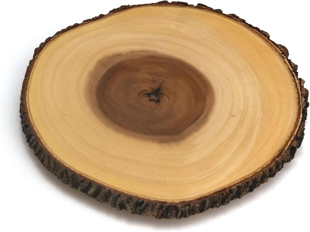 Lipper International Acacia Tree Bark Footed Server for Cheese, Crackers, and Hors D'oeuvres, Large (13")
