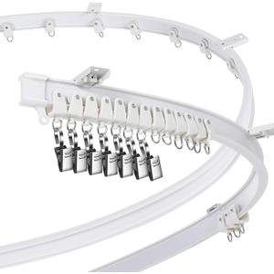 Curved Ceiling Curtain Track Bendable Mount for Curtain Rail Bunk Bed Bay Window Room Divider Flexible Straight (White,5 m/ 16.4 ft)