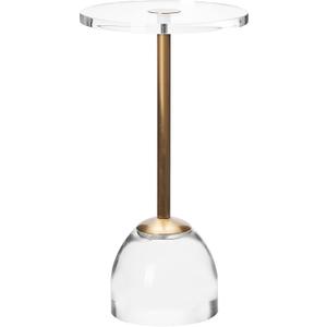 Clear Acrylic End Table,Brushed Brass Metal,Side Table for Office,Nightstand for Living Room and Bedroom,Easy Assembly,12x12 inch21.3 inch high
