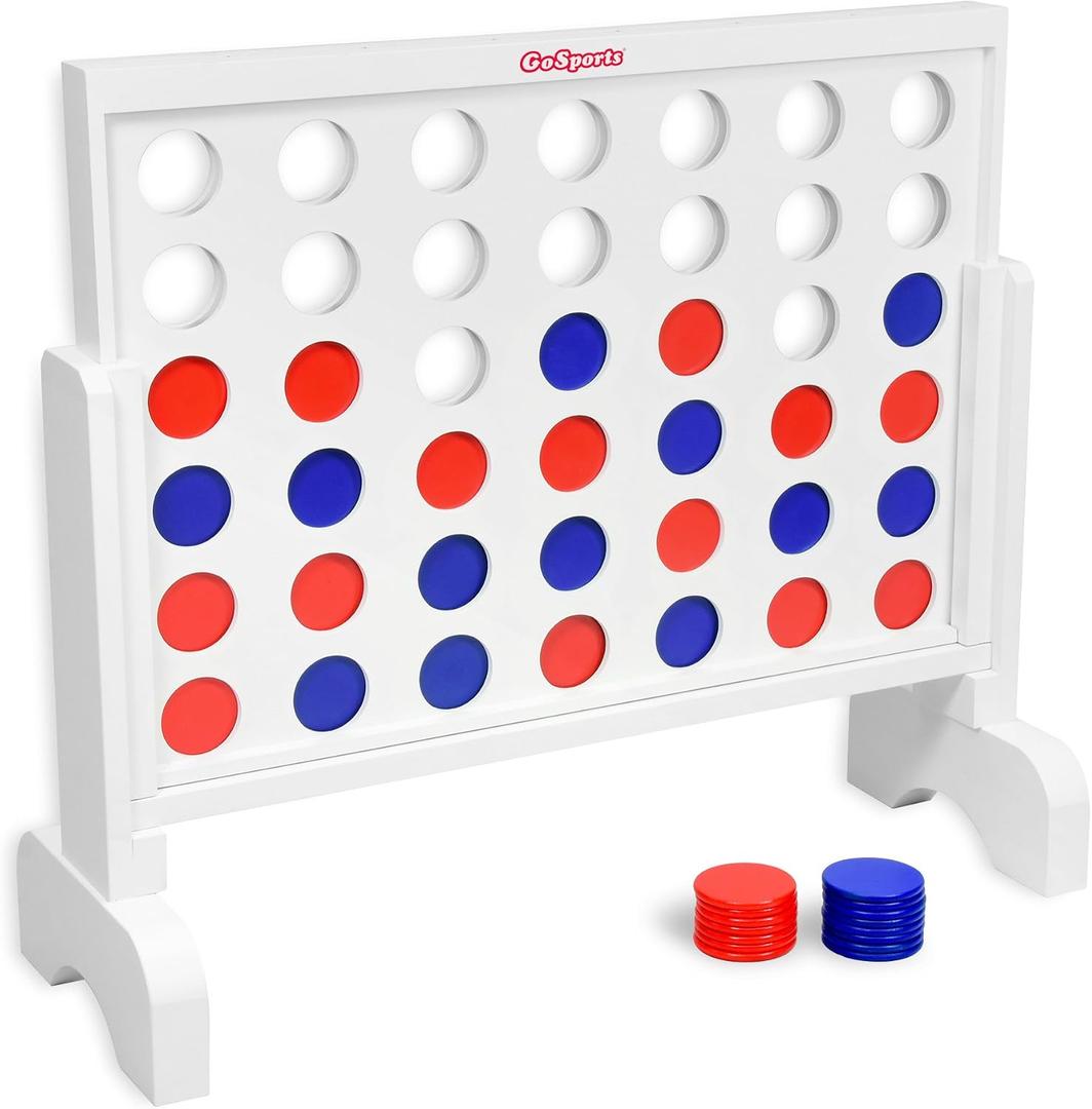 GoSports 2 foot Width Giant 4 in a Row Game with Carrying Case, Made from Wood