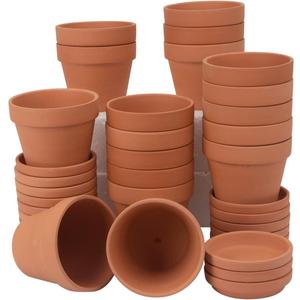 CFKJ [17 Pack] 4 inch Planter Nursery Pots Terracotta Pot Clay with Saucer Ceramic Pottery Cactus Flower Succulent Garden Terra Cotta Plants (17)
