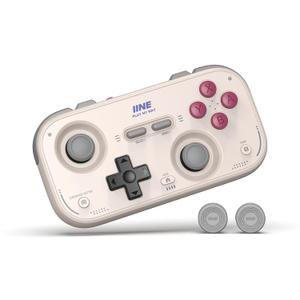 IINE Retro Pocket Game Controller with Hall Effect Joysticks, Switch 1 & 2 Compatible, Wireless Gamepad for Steam Deck, PC, Android, iOS, Customizable D-Pad, Vibration & Motion Control (Grey)