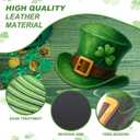 Remerry St. Patrick's Day Leather Placemats Set of 6, 1214inch Green Hats Shaped Place Mats with Lucky Shamrock Waterproof Placemats for Irish Festival Kitchen Dining Table Mat for Decorationry