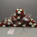 Sziqiqi Red Fake Flowers for Wedding Centerpiece Kissing Flower Balls for Tables Flower Centerpieces Arrangement for Party Road Lead (Crimson Red & White)