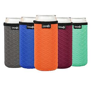 Cosmos 12 Oz Slim Can Sleeve Neoprene Slim Can Cooler Cover Non-Slip Tall Skinny Can Insulated Cover for Beer Beverage Drink Soda Slim Can, 5 Pcs Insulator Can Holder (For 12 Oz Slim Can/Skinny Can)