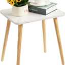 FORAOFUR Small End Table, Side Table Accent Table Living Room Bedroom Balcony Office, Modern Bedside Table Home Decor, Small Table for Small Spaces, Small Coffee Table, Easy Assembly, Marble White