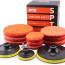 SPTA Microfiber Polishing Pads, 14pcs 3" 5" 6" Microfiber Buffing Pad Kits Removing Wax Buffer Pads Microfiber Cutting Disc Micro Fiber for DA/ RO Car Polisher Polishing, Buffing, Waxing and Cleaning