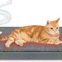 Heated Pet Beds for Indoor/Outdoor Cat & Dog Orthopedic Foam Warming Cat Beds Auto Temperature Control, Washable Cover with Waterproof Liner Thermo Kitty Electric Heating Bed (20"L x 16"W x 2"Th, grey)