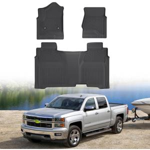 Cartist Floor Mats for 2014-2018 Chevy Silverado & GMC Sierra 1500 Crew Cab, 2015-2019 Silverado/Sierra 2500HD/3500 HD (Only fit Crew Cab), All Weather Floor mat for Silverado Accessories