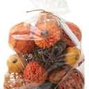 ANDALUCA Orange Decorative Vase Filler Bag with Mini Pumpkins, Orbs, Balls & Flowers Bowl Filler Decor (Pumpkin Orange)