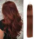 Micro Loop Hair Extensions Straight Human Hair Bulk 50 Strands 1g/Strands Micro Link Human Hair Extension for Women (33# copper brown, 18 Inch(45cm))
