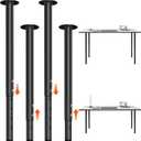 Adjustable Furniture Leg Set 32~51 Inch, Adjustable Metal Table Leg Home Office DIY Metal Desk Legs, for Computer Desk Dining Table Office Desk (4, Black)