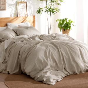 Bedsure Linen Duvet Cover King Size - Linen Cotton Blend Bedding Set, Soft & Cozy, 3 Pieces, 1 Duvet Cover 104x90 Inches and 2 Pillowcases, Natural Color Cooling Bedding, Comforter Sold Separately