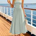 ZESICA Women's Summer Sleeveless Midi Dress 2026 Strapless Ruched A Line Flowy Wedding Guest Party Beach Long Dresses (M)