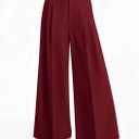 PRETTYGARDEN Womens Spring Wide Leg Palazzo Pants 2026 Trendy Loose Button High Waist Pleated Work Business Casual Trousers (Wine Red, X-Large)