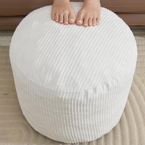 WSOFRLAC Small Pouf Ottoman Foot Rest Footstool and Ottomans Small for Couch Foot Stools for Living Room Boho Couch Ottoman White Beige Pouf Ottomans 26x18 Foot Rest Poufs Round Stool