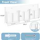 Acrylic Brochure Holder with Adjustable Dividers, Converts Between 3 Magazine Holders or 6 Pamphlet Holders, Clear Display Rack Wall Mount for Flyers and Literature, for Office Waiting Room
