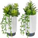 Hollyone Artificial Succulents Plants Set of 2 Faux Succulents 9" Fake Succulent Plants in Ceramic Pot Succulent Plant for Desk Modern Home Living Room Office Table Shelf Bathroom Decor (Style 1)