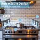 Stainless Steel Stove Gap Cover (2 Pack, Black), Stove Gap Filler for Kitchen, Range Trim Kit, Heat Resistant with Easy Clean, Adjustable Length 13.8 to 27.5